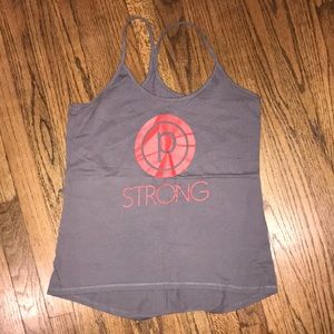 Pure Barre PB Strong Grey and Red Scoop Neck Spaghetti Strap Racerback Tank